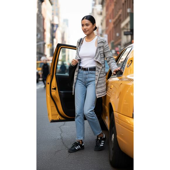 St. John Knits Caviar Ribbon Knit Waterfall Cardigan M Quiet Luxury - Picture 5 of 13